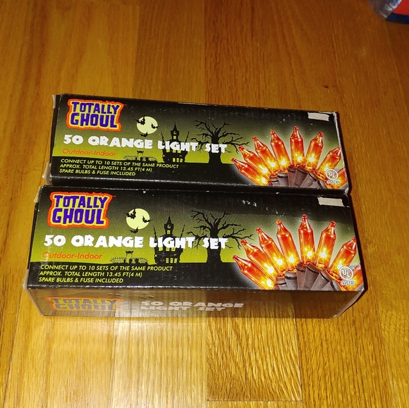 2 Set Totally Ghoul Halloween 50 Orange String Lights Set Indoor/Outdoor Vintage - Picture 4 of 5